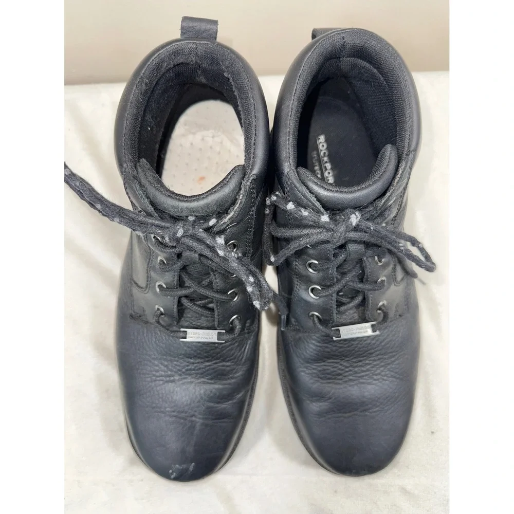 Rockport Men's 9.5 Black Leather Hydro-Shield Waterproof Chukka Boots